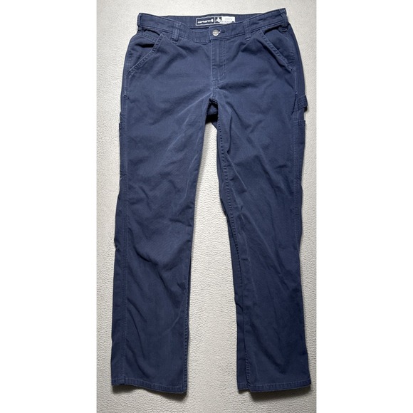 Carhartt Rugged Flex Loose Fit Pants Womens Sz 10 (32x30) Blue Utility Workwear - Picture 1 of 12